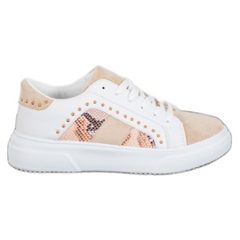 SHELOVET Baskets à la mode sur la plate-forme blanc brun