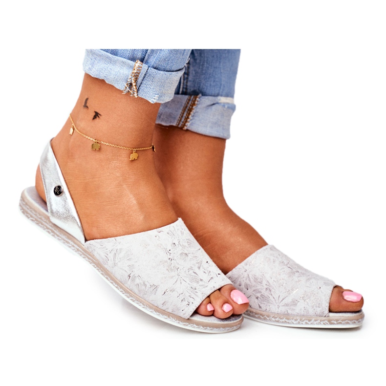 Sandales Plates pour Femmes Sergio Leone Argent SK030 gris