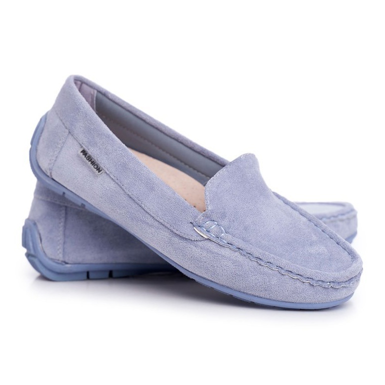 EVE Mocassins Femme Bleu Daim Morreno