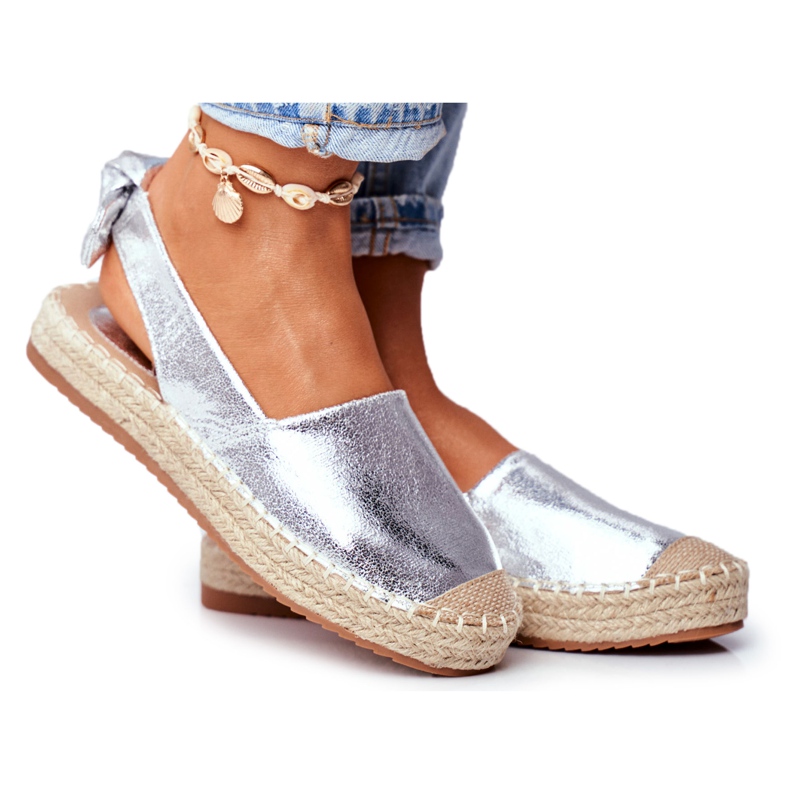 FRJ Espadrilles Contour Argentées Pour Femmes gris