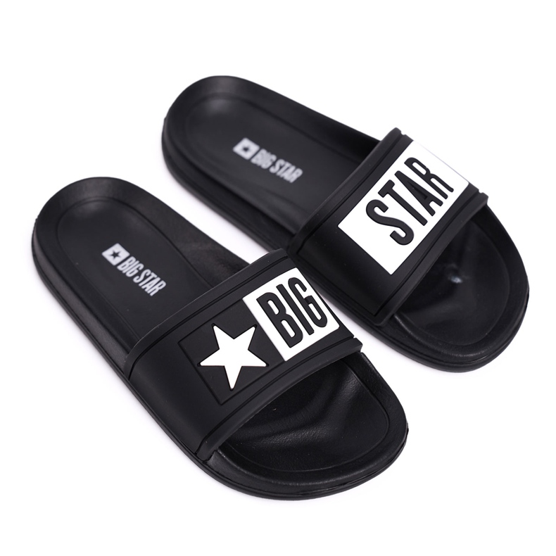 Pantoufles Big Star noires pour enfants et adolescents DD374150 le noir