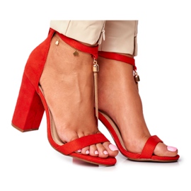 FW1 Sandales en daim orange sur une barre avec Annick Fringe