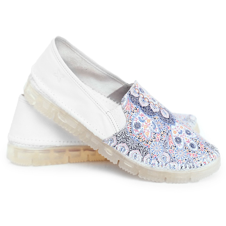 Bottines Femme Brogues Maciejka Cuir Blanc 03512-46 blanche multicolore