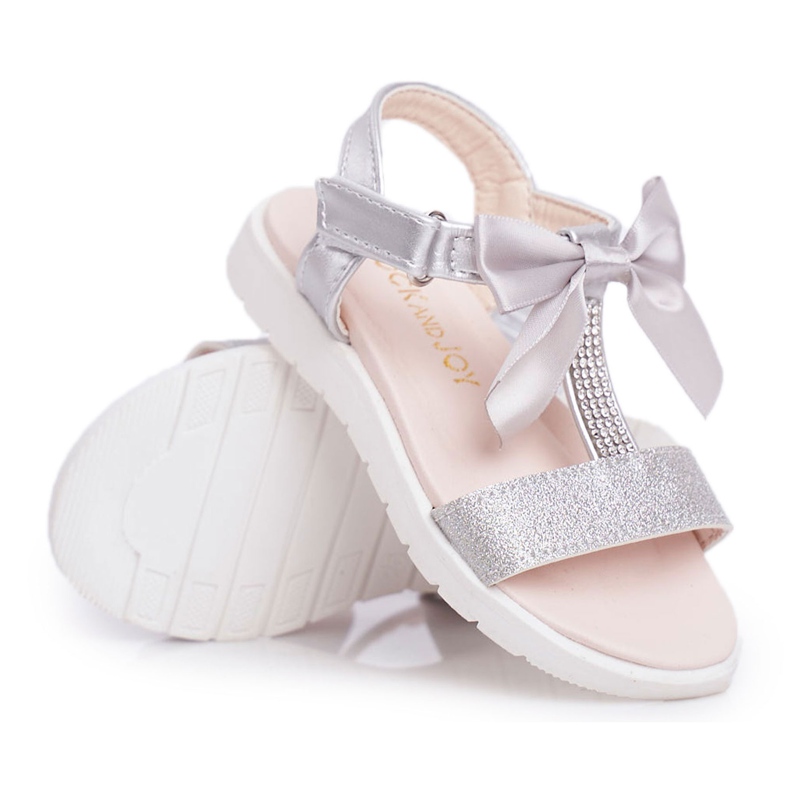 FRROCK Sandales Enfant Avec Velcro Pour Fille Argent Bella gris