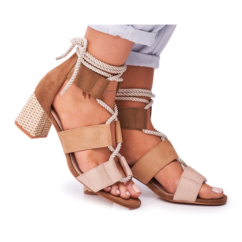 Bellucci Sandales À Talons Pour Femmes En Daim Beige Beckie