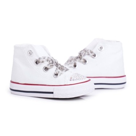 FRROCK Baskets Enfant Hautes Strass Blancs Smile