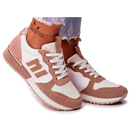 BUGO Chaussures de Sport Femme Blanc et Beige Funky brun rose