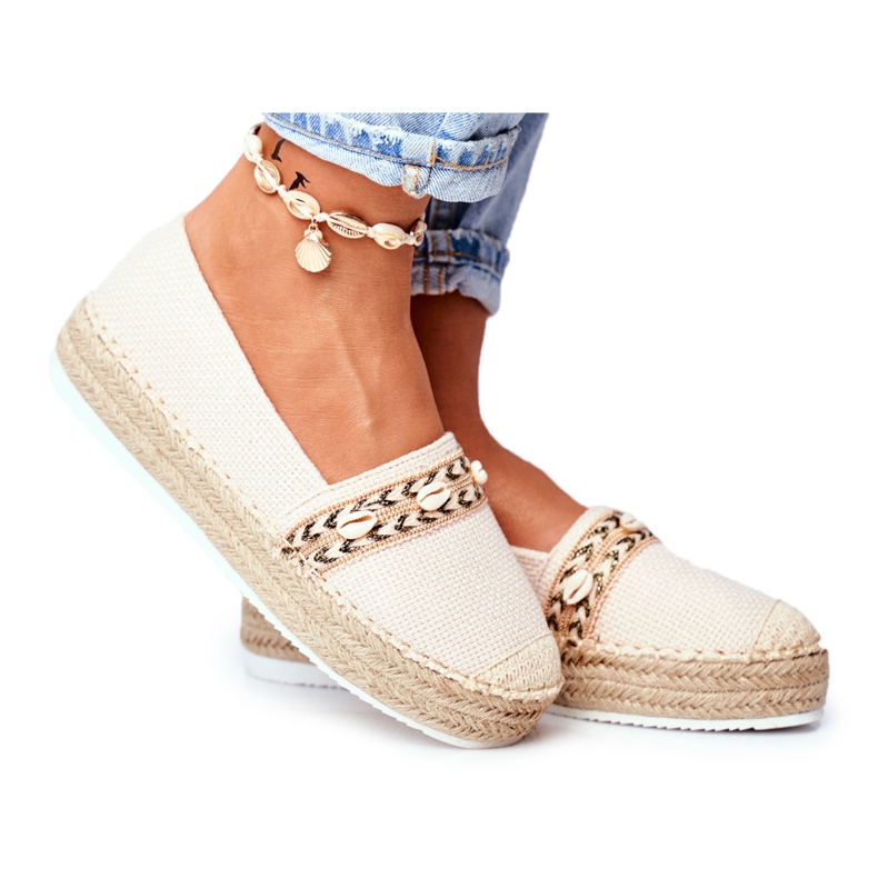 HAN Espadrilles Femme Sur Une Plateforme En Lin Beige Mindi HAN Espadrilles Femme Sur Une Plateforme En Lin Beige Mindi
