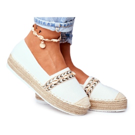 HAN Espadrilles Femme Sur Plateforme En Lin Blanc Mindi