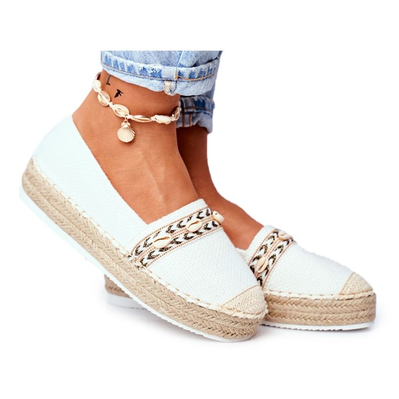 HAN Espadrilles Femme Sur Plateforme En Lin Blanc Mindi blanche