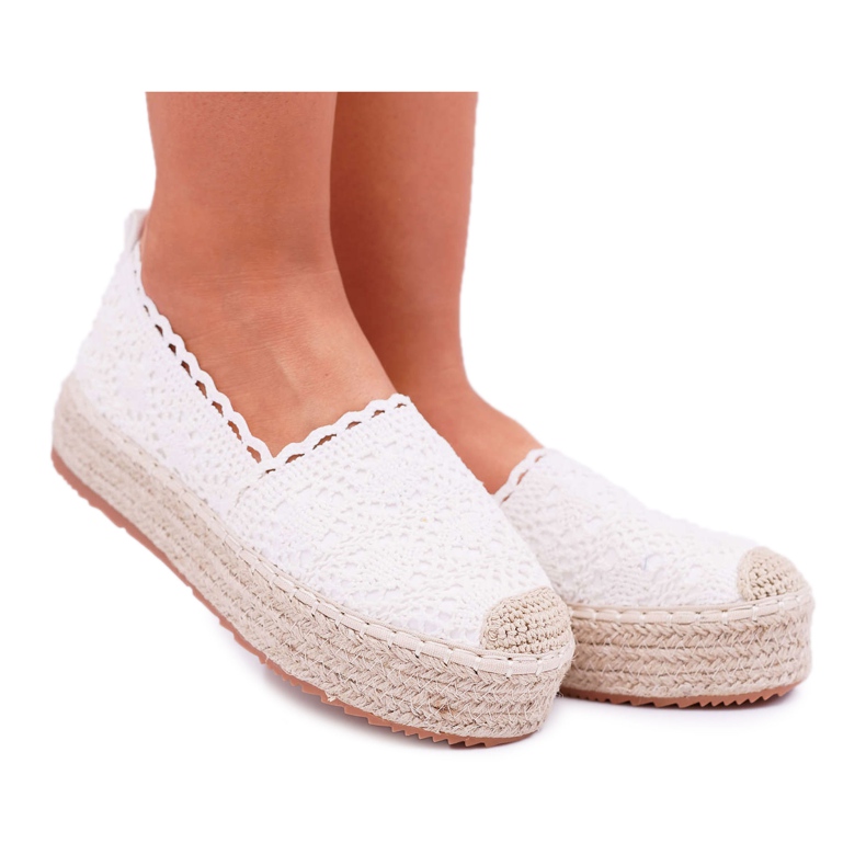 ADY Espadrilles Femme Dentelle Blanche Desante Plateforme