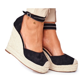 FB2 Sandales Compensées Femme Lin Noir Canterola le noir