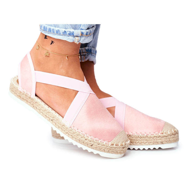 ADY Espadrilles pour femme à motif rose découpé ADY Espadrilles pour femme à motif rose découpé