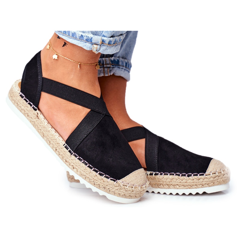 ADY Espadrilles pour femmes à motif noir découpé le noir