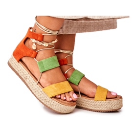 Espadrilles Femme Sur La Plateforme Nouées Jaune Fuerta