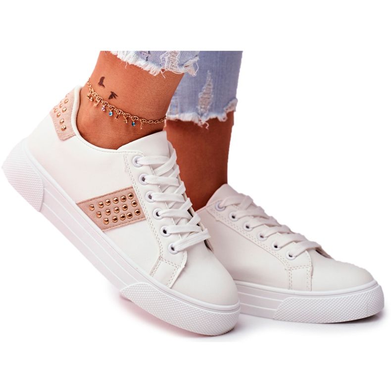 ADY Bandes de chaussures de sport blanches et beiges pour femmes