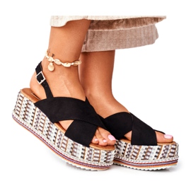 ADY Sandales On the Wedge Espadrilles Femme Noir Sable le noir
