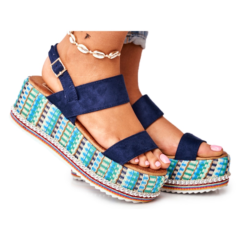 FW1 Sandales On Wedge Espadrilles Femme, bleu marine Sandy FW1 Sandales On Wedge Espadrilles Femme, bleu marine Sandy