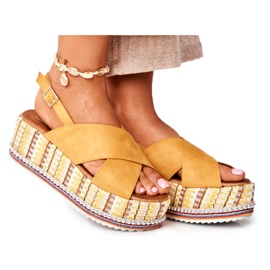 FW1 Sandales Sur Compensées Femme Espadrilles Jaune Sable