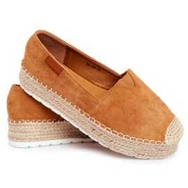 FB2 Espadrilles Pour Femmes Sur Le Camel Plate-Forme En Lin La Playa brun