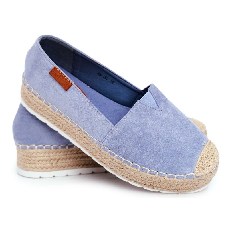 FRBS Espadrilles Femme Sur La Plateforme Bleue La Playa En Lin