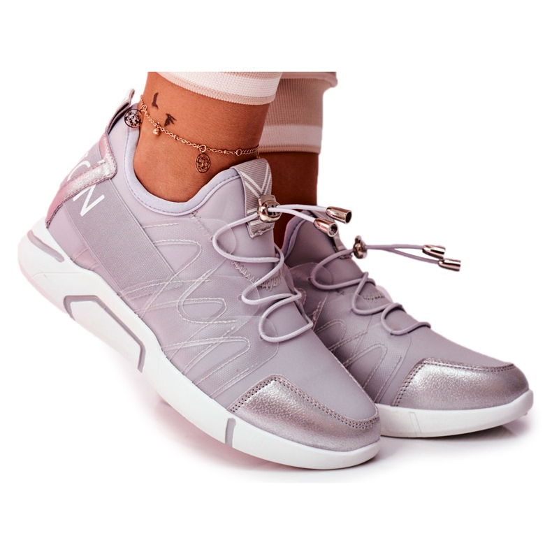 SEA Chaussures de sport pour femmes avec fermeture éclair et passepoil en terfin gris