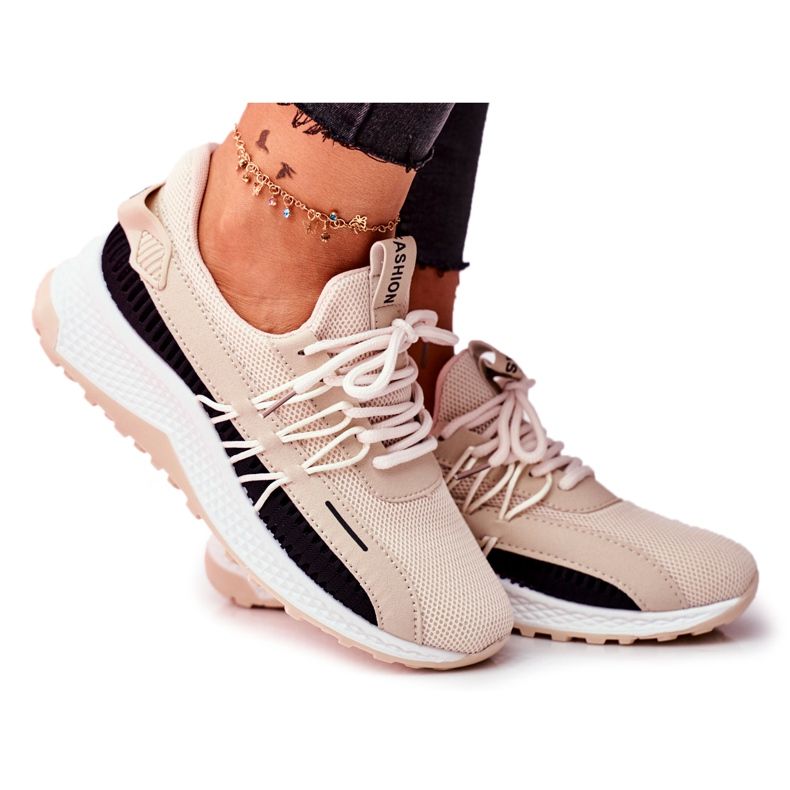 BUGO Chaussures Sport Femme Baskets Beige Pamela