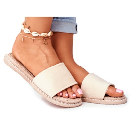 FRJ Chaussons Classiques Femme Daim Beige Look At Me