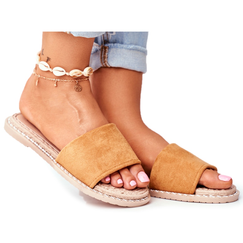 FJ1 Pantoufles Classiques En Daim Pour Femmes Camel Look At Me brun