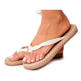 FRJ Chaussons Femme Tongs en Mousse Cordon de serrage Blanc Madrid