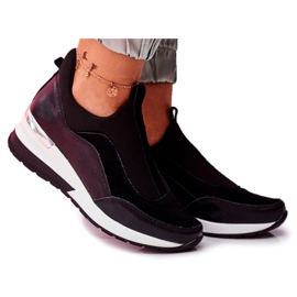 Vinceza Chaussures en cuir à enfiler pour femmes noires SG20-7769