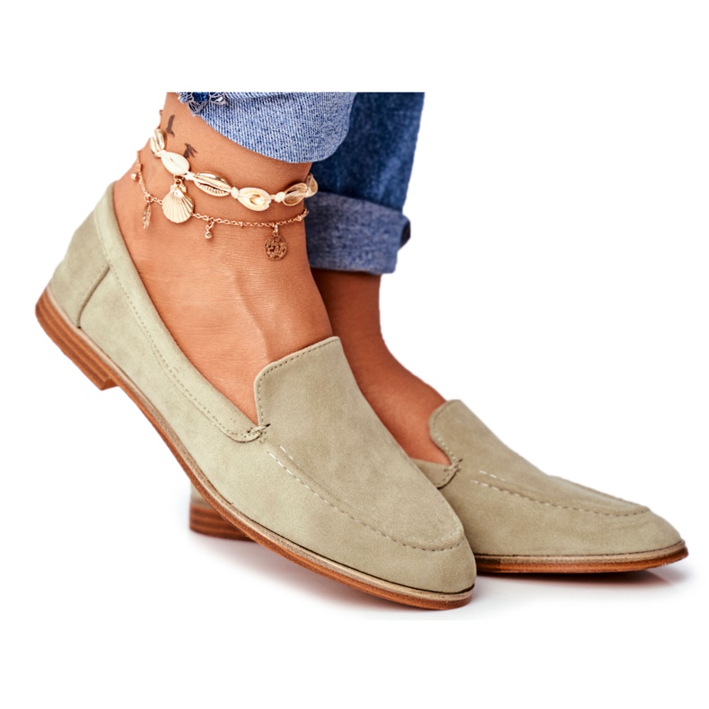 SEA Richelieu Femme Slip On Daim Vert Twinky