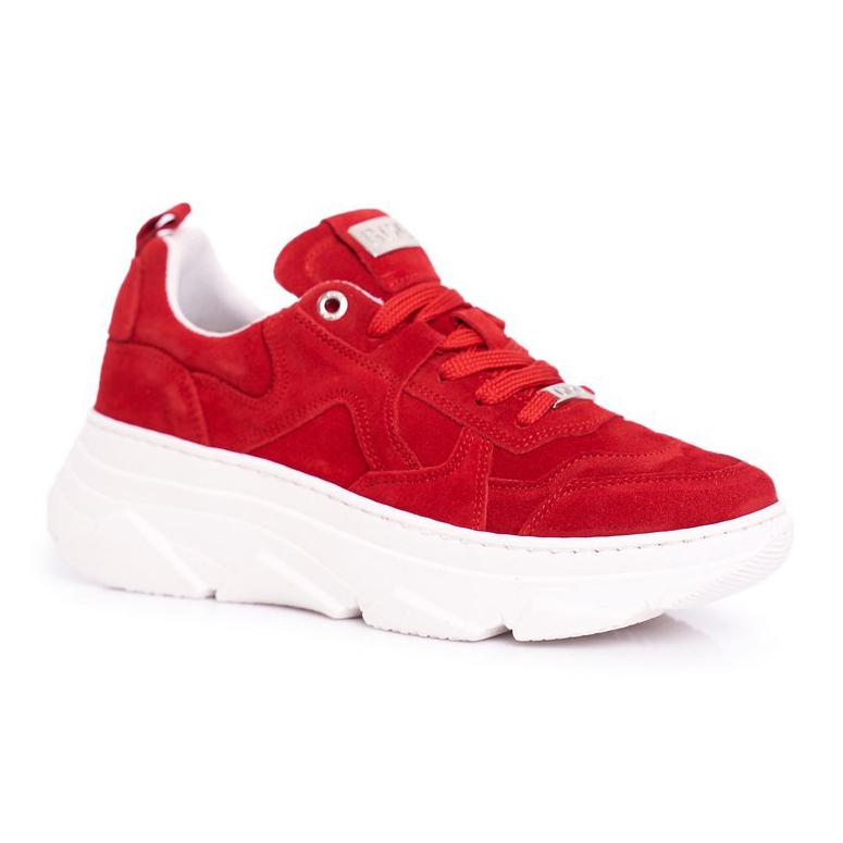 Chaussures de sport en cuir pour femmes GOE Rouge FF2N3017