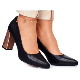 Escarpins Femme Sur Un Talon Doré Sergio Leone Noir PB216