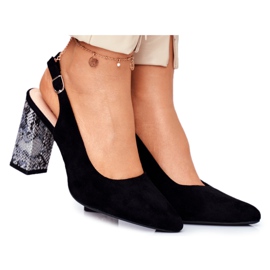 Escarpins pour femmes à talon ouvert Sergio Leone Black Snake PB218 noir