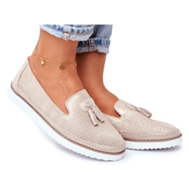 EVE Mocassins Femme Cuir Doré Amore Mio