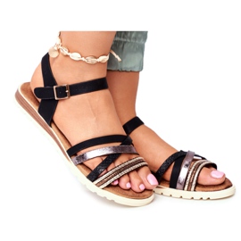 EVE Sandales Plates Femme Noir Replay le noir