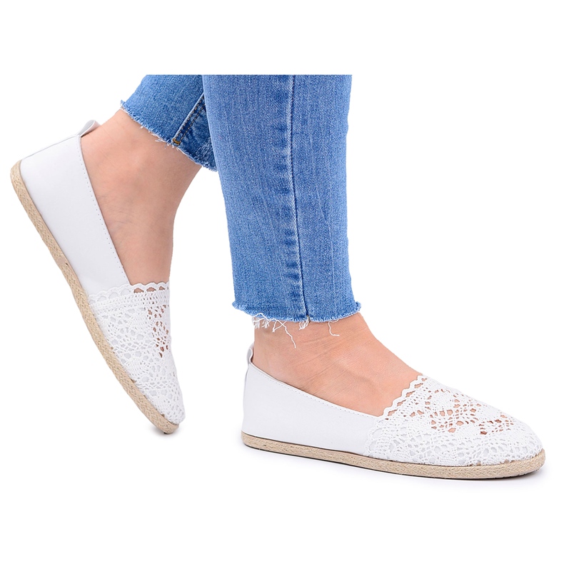 EVE Espadrilles en dentelle blanche à enfiler Maribel