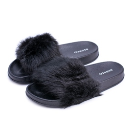 Chaussons Femme Avec Fourrure Fourrure Noire