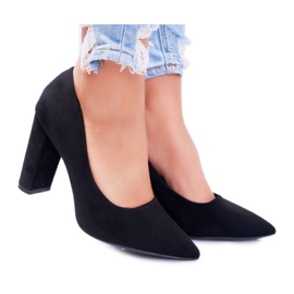 SEA Escarpins Femme À Talons En Daim Noir Fraise