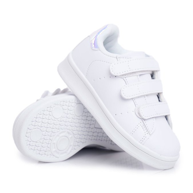 FRROCK Chaussures De Sport Enfant Jeunesse Avec Velcro Blanc et Argent Fifi blanche