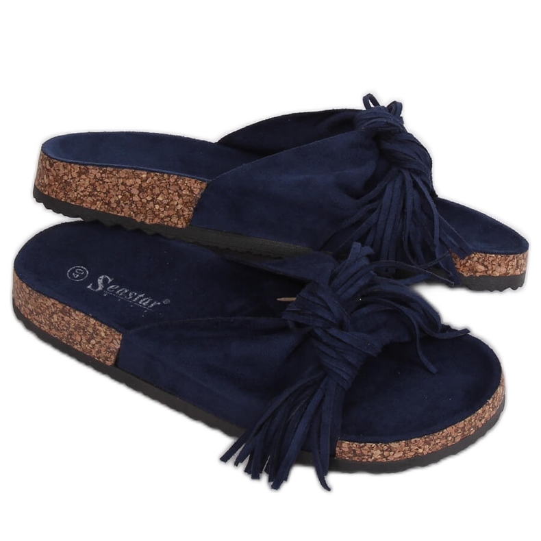 Chaussons bohème femme bleu marine CK136P D.BLUE