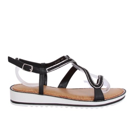 Noir ZY178 Sandales noires asymétriques