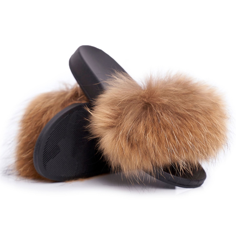 Chaussons Femme Fourrure Naturelle Camel Naturis brun