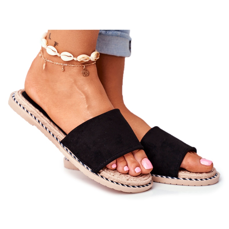 FRJ Pantoufles Classiques Pour Femmes En Daim Noir Look At Me le noir