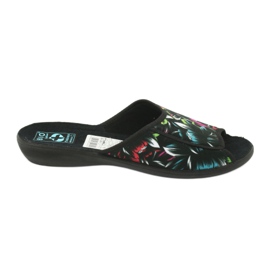Chaussons femme fleurs Adanex 24301 le noir bleu rose vert