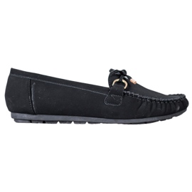 Diamantique Mocassins noirs avec cuir écologique