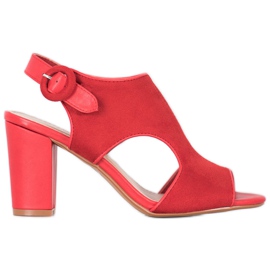 Weide Sandales construites en daim rouge