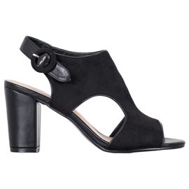 Weide Sandales construites en daim le noir