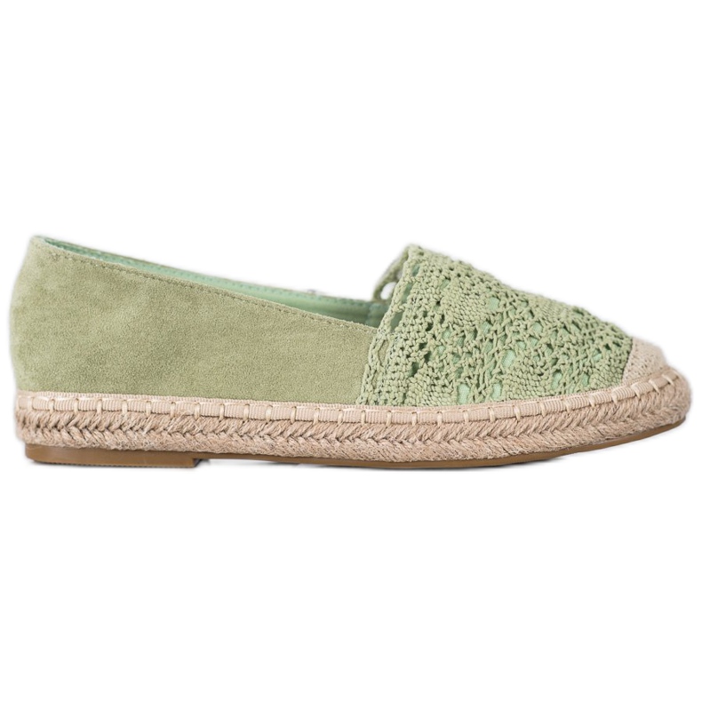Small Swan Espadrilles En Daim Avec Dentelle vert